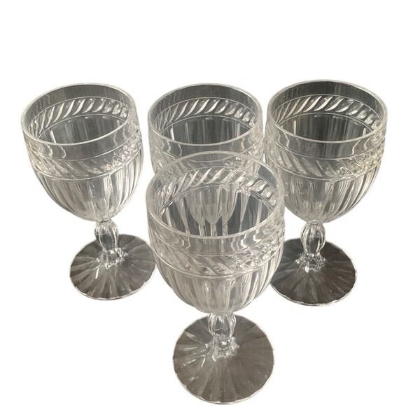 Vintage MIKASA Italian Countryside Crystal Goblet Glasses Water 7 1/8” Lot of 4 - Picture 5 of 16